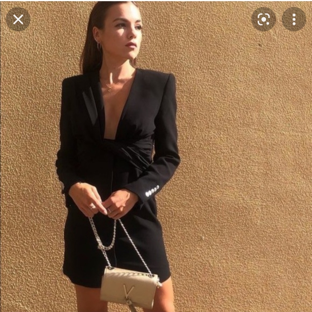 Zara draped black long sleeves jacket dress